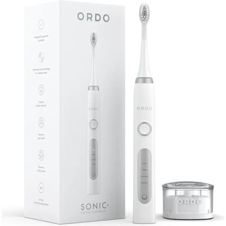 ORDO Sonic Elektrische Zahnbürste Advanced Smart Tech, 4 Putzmodi, Schnell Wiederaufladbarer Akku, Silikon-Polierelement, USB-Ladegerät, für Erwachsene, Weiß – Bild 4