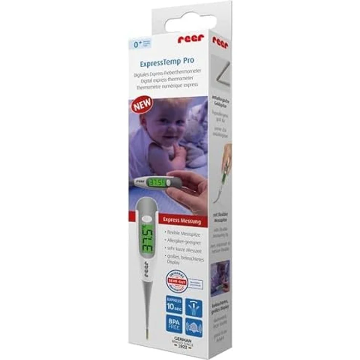 Reer ExpressTemp Pro Digitales Fieberthermomter mit flexibler goldener Messspitze für orale, rektale und axillare Messung – Bild 5
