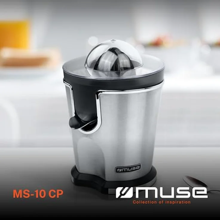 MUSE MS-10 CP Power Juicer, Fruchtsaftpresse aus Edelstahl, Schwarz und Chrom, 160W leistungsstarker Entsafter mit Edelstahlfilter – Bild 2