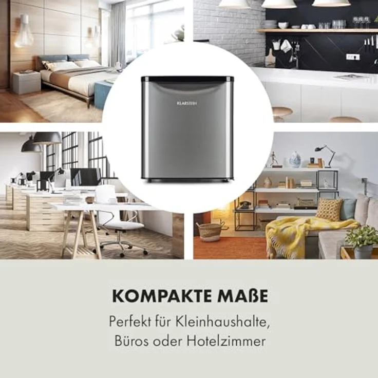 Klarstein Yummy - Minikühlschrank mit Gefrierfach, 47 L, leise (41 dB), schwarz/silber – Bild 4