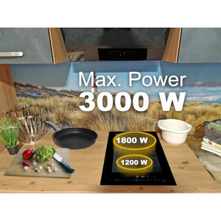 Acopino Induktionskochfeld Glaskeramik KMI2 mit Flexzone Sensor Touch Control, autark, 30 cm, schwarz – Bild 3