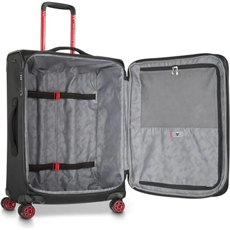 RONCATO MOVE Trolley weich, erweiterbar mit Reißverschluss, 4 Rollen, Schwarz Smoke, Set 3 trolley – Bild 5