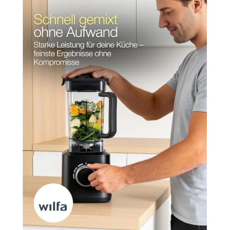 Wilfa Powerfuel 1800 Blender, Standmixer mit 1800W Motor, 27.000 U/min, 1,8L Tritan-Gefäß, Schwarz – Bild 3