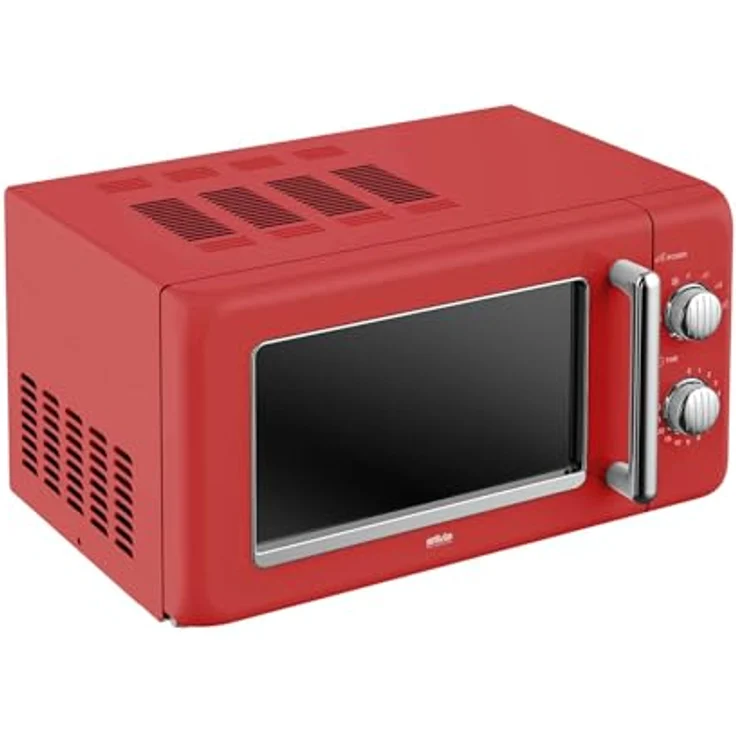 Silva MW-R 25.3, Retro Mikrowelle mit 700 W und 20 L Garraum, rot, mit 6 Leistungsstufen und 30-Minuten-Timer – Bild 3