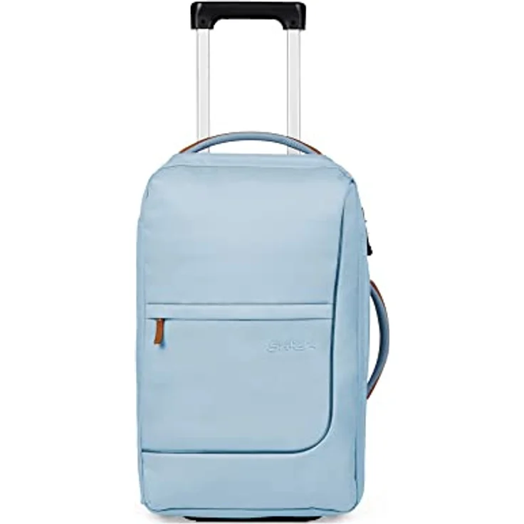 satch Flow S Trolley Koffer Handgepäck 35 l 54x32x23 cm oder Koffer groß 55 l 65x37x29 cm, inkl. Wäschebeutel, Reisegepäck Pure Ice Blue - Hellblau – Bild 1