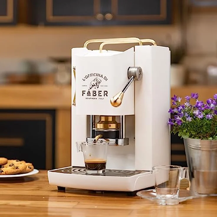 Faber Coffee Machines Pro Deluxe Pure White, Espressomaschine für ESE Pads 44 mm, Tassenwärmer, einfache Reinigung, schnelles Aufheizen – Bild 2
