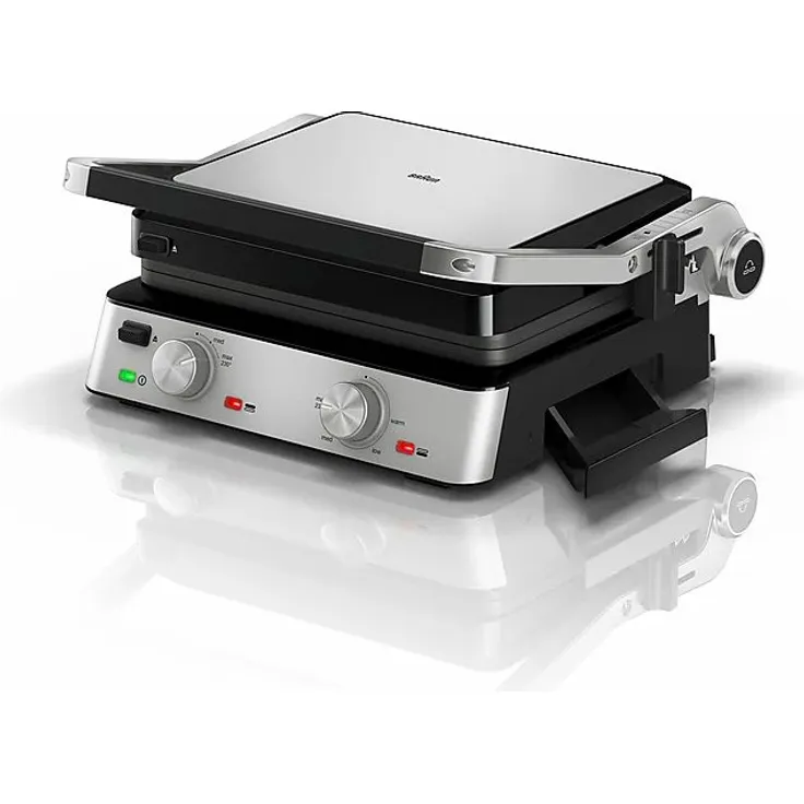 Braun Multigrill 7 CG 7010 Kontaktgrill inkl. Grill- und Flachplatte, Grillpositionen: Kontakt, BBQ, Ofen, Spülmaschinenfeste Platten, Fettauffangschale, 230° Höchsttemperatur, 2000 W, Schwarz/Edelstahl – Bild 5
