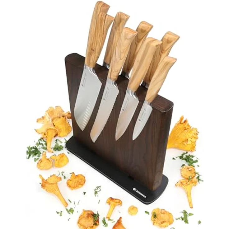 Zassenhaus Magnet-Messerblock LOFT | Für 10 Messer | Holz-Messerhalter magnetisch | Beidseitig nutzbar | 28 × 9 × 26,5 cm | Eschenholz/Edelstahl – Bild 3