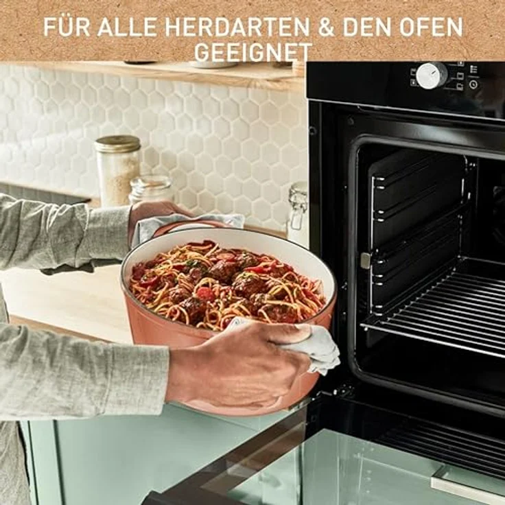 Tefal E26006 LOV Ovaler Bräter 34 cm | wiedergewonnenes Gusseisen | optimale Wärmespeicherung | für alle Herdarten | induktionsgeeignet | backofengeeignet bis 250°C | spülmaschinenfest | Terracotta – Bild 3