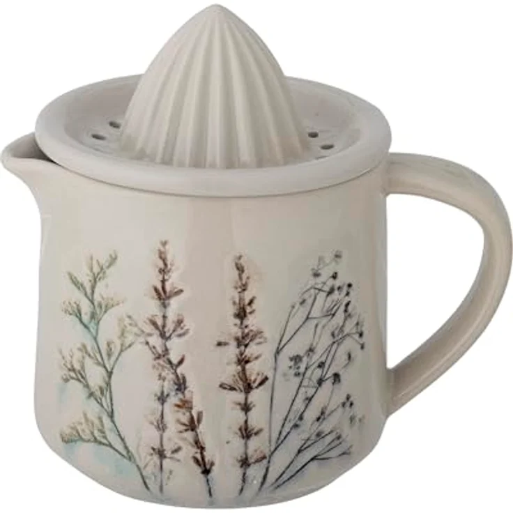 Bloomingville Bea, Zitronensaftpresse aus Steingut mit handdekoriertem Blumenmotiv, braun, spülmaschinenfest – Bild 2