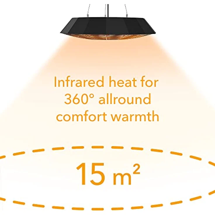 TROTEC Infrarotstrahler Design-Deckenheizstrahler IR 2010 SC, Heizleistung von 2.000 W, Gleichmäßige Rundumwärme für bis zu 15 m², 2000 W, Infrarotheizung - Preisvergleich – Bild 5