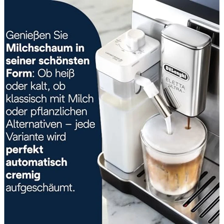 De'Longhi Eletta Ultra ECAM472.85.MB, Kaffeevollautomat mit LatteCrema Milchsystem, 50+ Getränke, 4,3-Zoll Farb-Touchdisplay, besonders leise, Metallgehäuse – Bild 3