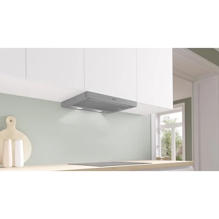Bosch DFL064W54 Flachschirmhaube, grau-metallic, 60 cm, Abluft- und Umluftbetrieb, 394 m³/h max. Leistung, 3 Stufen, LED-Beleuchtung – Bild 9