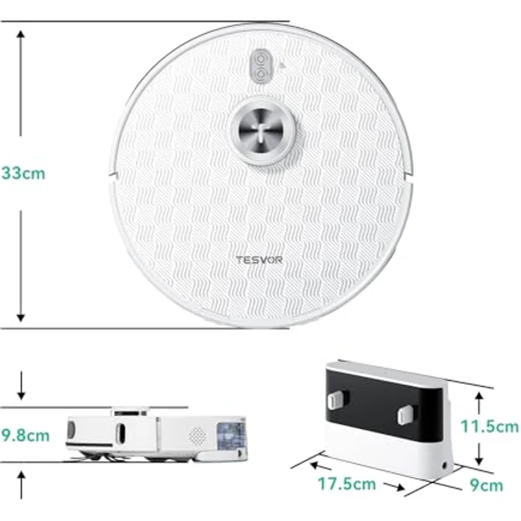 Tesvor S8Pro Saugroboter mit Wischfunktion, 8000Pa Staubsauger Roboter 3-in-1, LiDAR-Navigation, 240 Min Laufzeit, APP/Alexa Steuerung, ideal für Haustierhaare und Teppiche – Bild 2