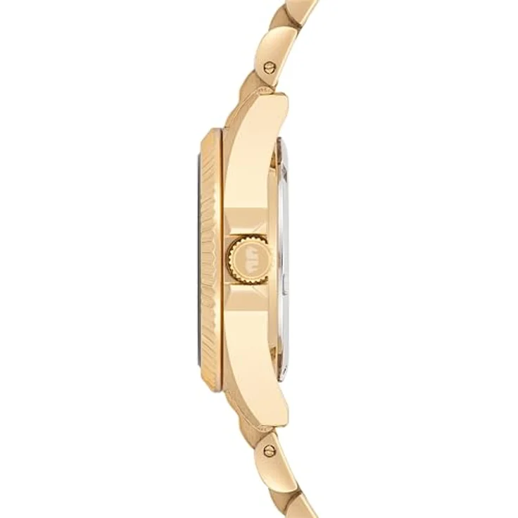 Rhodenwald & Söhne Damen Uhr analog Japan Quarzwerk mit Edelstahl gelbgold Armband 10010369, Perlmutt-Zifferblatt in Blau, wasserdicht bis 5 ATM – Bild 4
