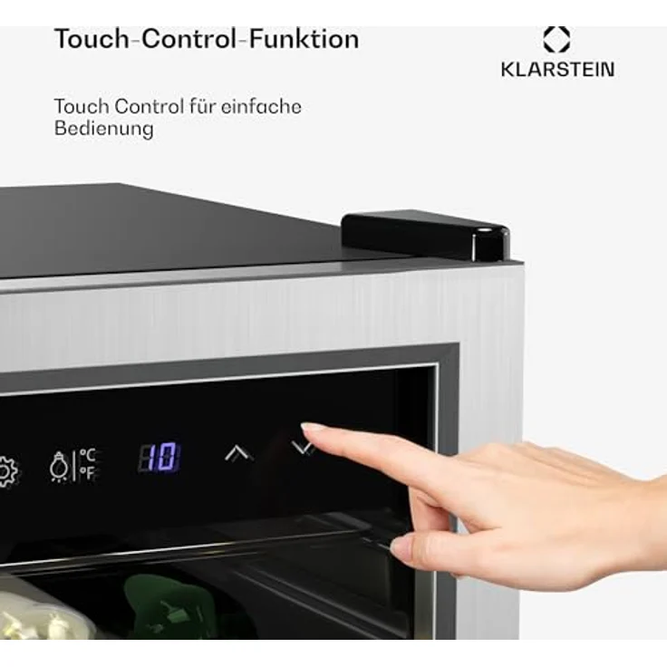 Klarstein Vinamour Weinkühlschrank 36 Flaschen – 2 Zonen, Touch-Steuerung, LED, Edelstahl-Doppeltür, UV-Schutz, freistehend – Bild 6