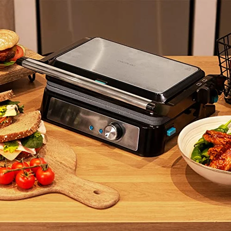 Cecotec Elektrischer Grill Rock'n Grill 1500 Take&Clean Stone, 1500 W, RockStone-Beschichtung, abnehmbare und spülmaschinenfeste Platten, 180° Öffnung, schwimmende obere Platte – Bild 3