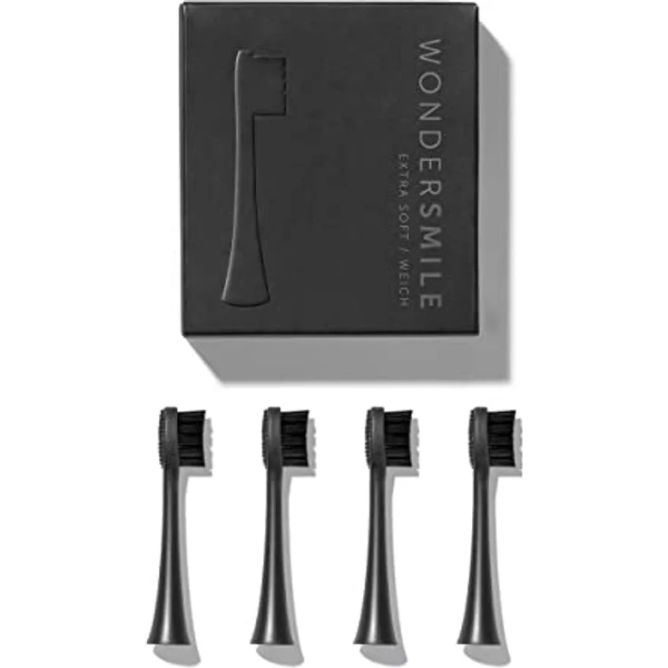Wondersmile Ersatzbürsten Schallzahnbürste (Soft, Ultimate Black, 4er Pack) - Bürstenköpfe für Wondersmile Schallzahnbürste – Bild 1