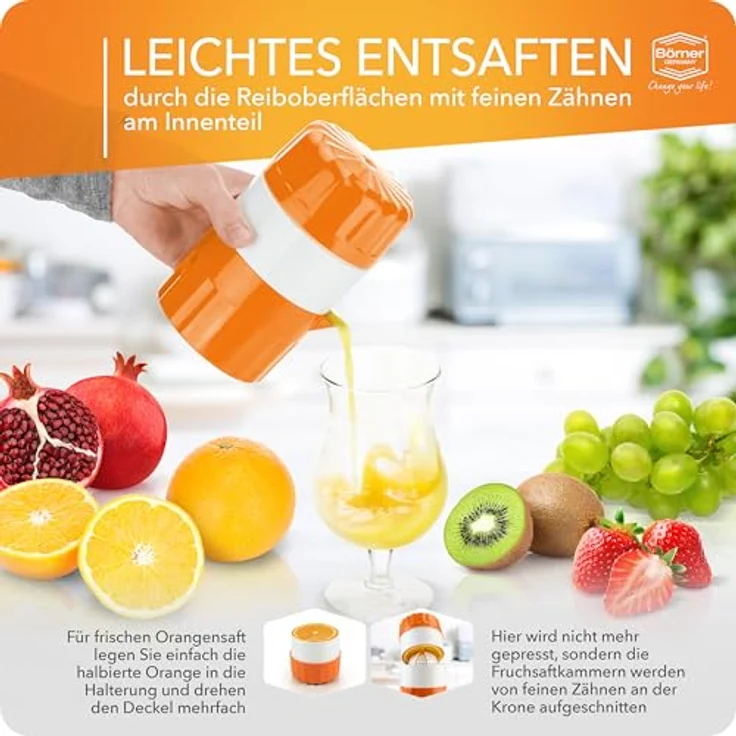 Börner Saftpresse, Saftpresse für Orangen, Entsafter ' Germany, Orange Farbe – Bild 8