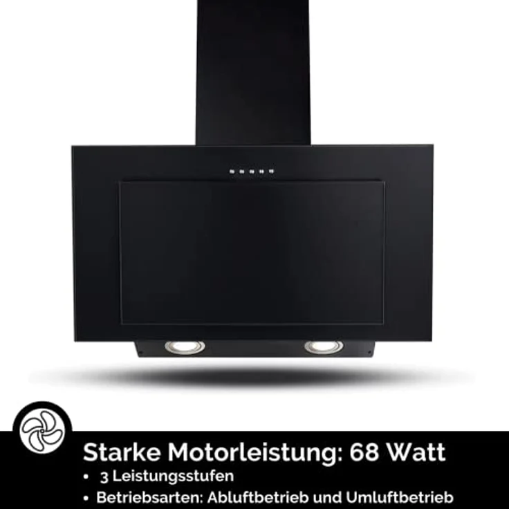 PKM S13-60BBPY, Motorhaube, Kamin abgewinkelt, Breite: 59.5 cm, Tiefe: 28.3 cm, Absaugung und Rückführung (mit zusätzlichem Rückführungsset), Matt Black – Bild 4