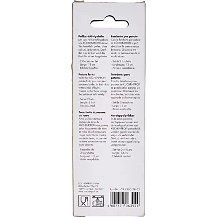 Küchenprofi Pellkartoffelgabeln mit 3 Zinken , Rostfreier Edelstahl , Silber , Länge 13cm , Spülmaschinengeeignet , Küchenhelfer , Pellkartoffel Piekser , Pellkartoffelgabel , Schälhilfe – Bild 3