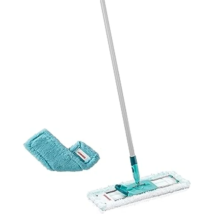 Leifheit Bodenwischer Profi XL mit 2 Wischbezügen, 1x Mikrofaser Bezug für alle glatten Böden & 1x elektrostatisches Staubtuch, Stahlstiel 140cm, Mopp mit 42cm Wischbreite – Bild 1