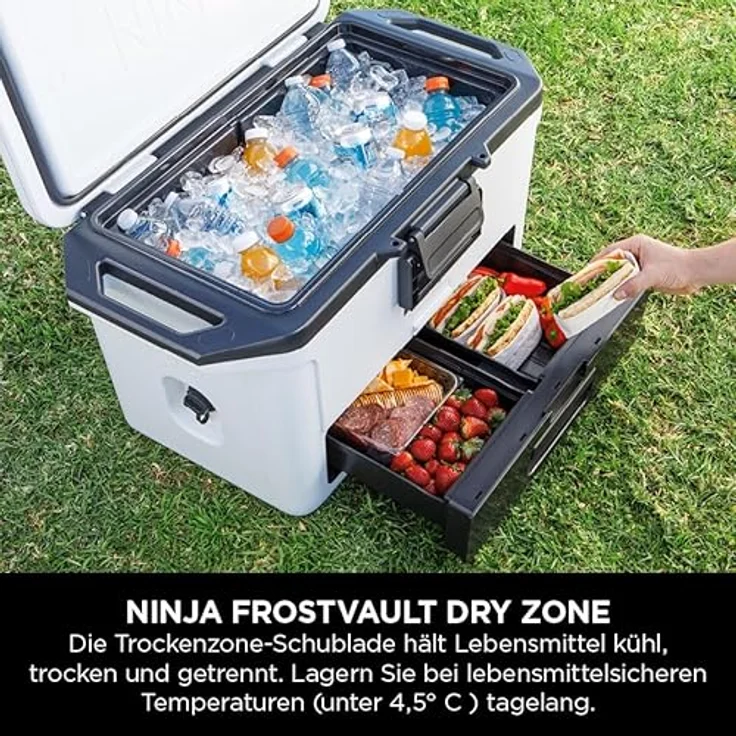 NINJA FrostVault Dampfgarer FB151EUWH, 47L Kühlbox mit hoher Isolierleistung, bis zu 6 Tage Eis-Kühlung, transportable Tragegriffe – Bild 3