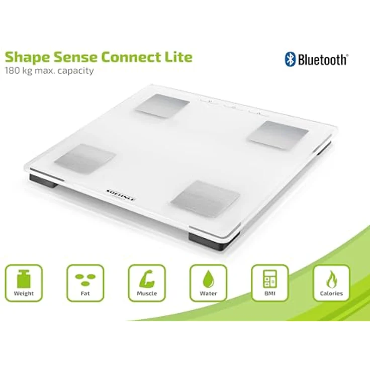 Soehnle Körperanalysewaage Shape Sense Connect Lite, Personenwaage mit App Anbindung, Körperanalyse Gewicht, Fett, Wasser- und Muskelanteil, Körperfettwaage mit LED Display, weiß – Bild 4