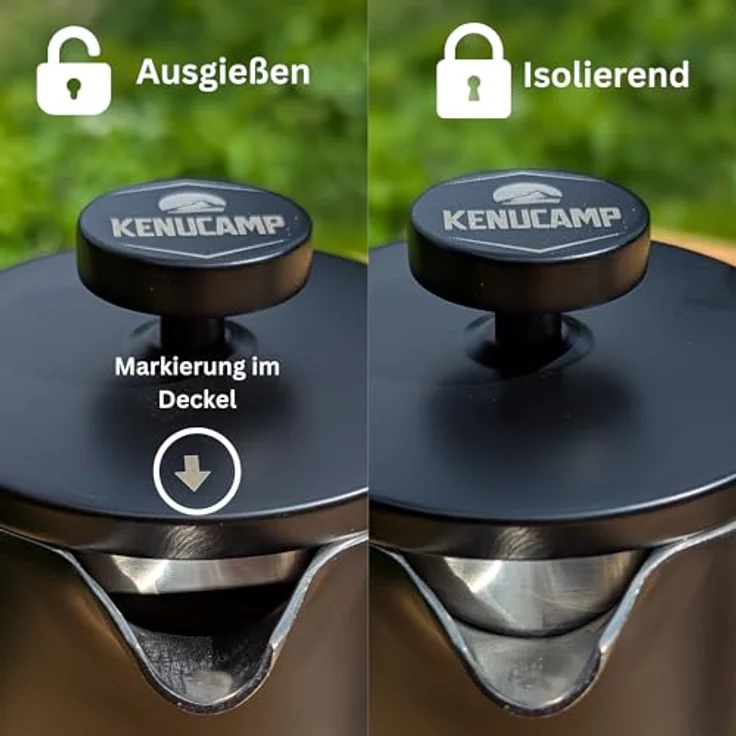 Kenucamp® French Press 800ml, Isolierende Edelstahl Kaffeepresse (Schwarz), Doppelwandig & Langlebig, Thermo Kaffeebereiter für 2–3 Tassen – Bild 5