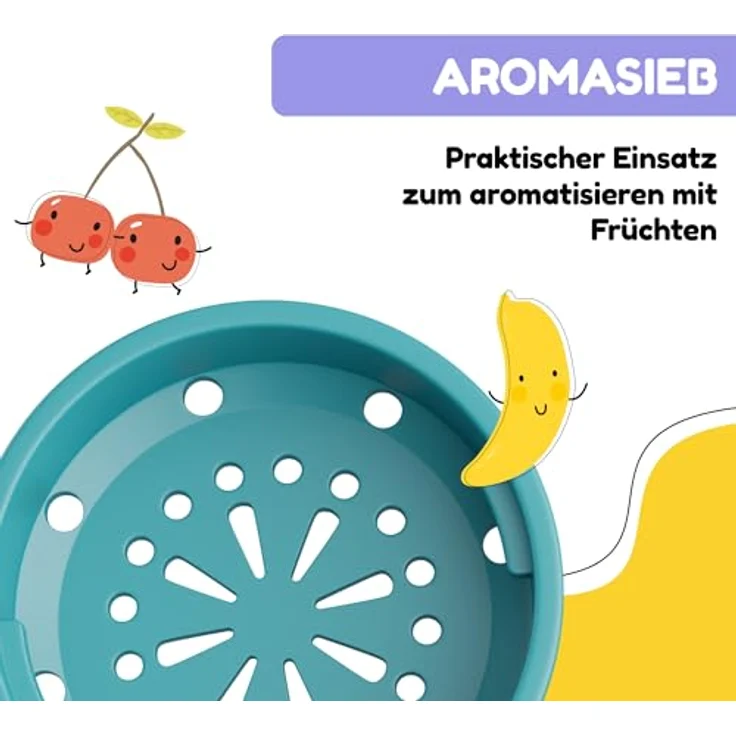 Klarstein Schmatzfatz Trinkflasche, 500 ml Kinderflasche mit auslaufsicherem Verschluss und Fruchtaufsatz für Schule und Outdoor, BPA-frei – Bild 5