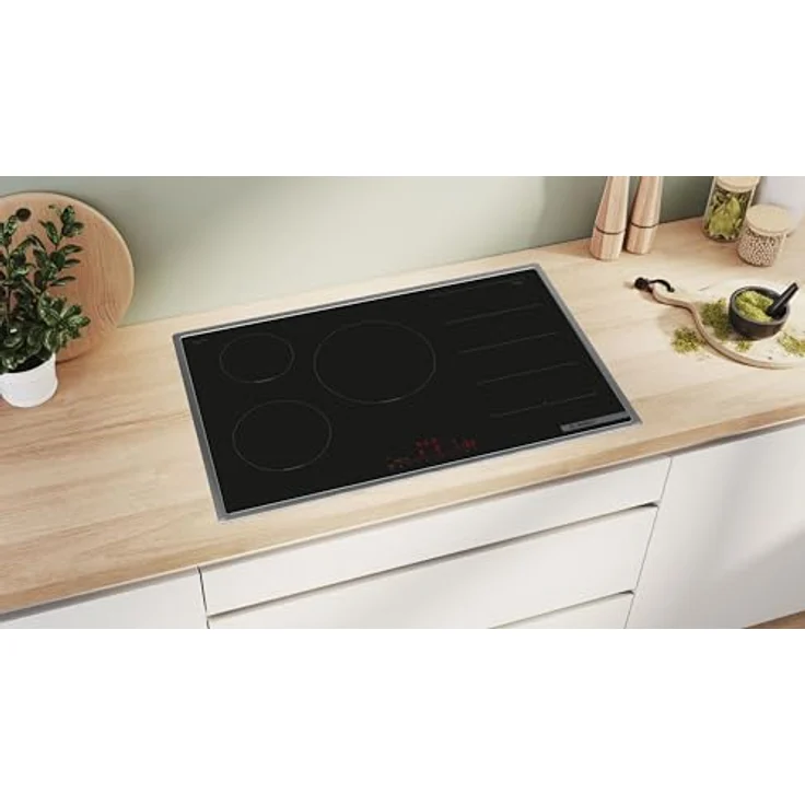 Bosch PXV845HC1E Serie 6 Smartes Induktionskochfeld (autark), 80 cm breit, Freie Platzwahl, 28 cm große Induktions-Kochzone, Umlaufender Rahmen, Kochfeldbasierte Haubensteuerung – Bild 3