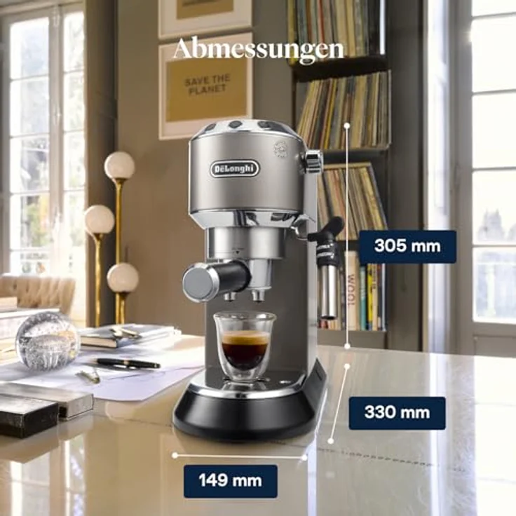 De'Longhi Dedica Style EC685.TB, Espressomaschine mit manuellem Milchaufschäumer, Titanschwarz – Bild 9