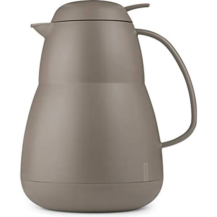 Helios Isolierkanne Zeo, 1,0 Liter, Kunststoff, matte Oberfläche, warm grey, Einhandbedienung