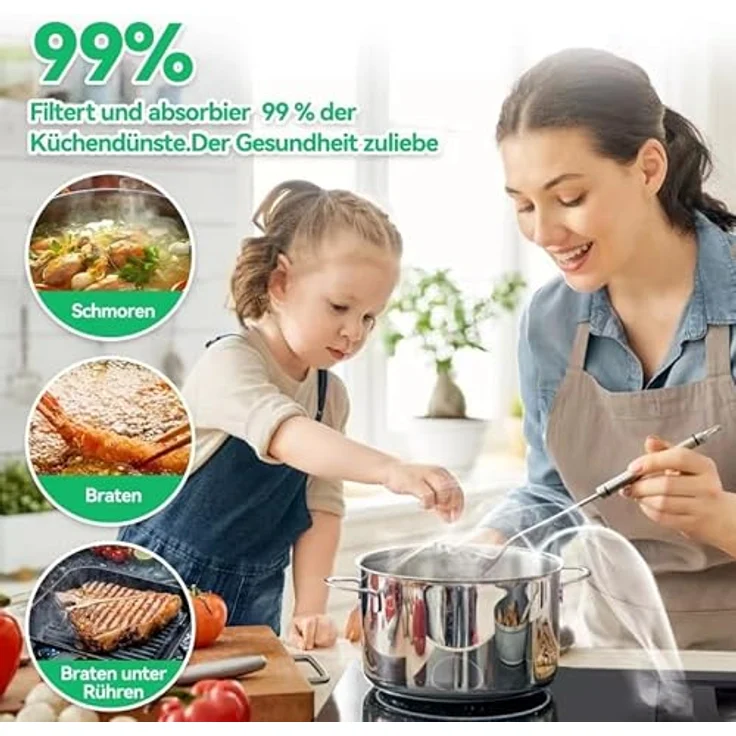 ZQZiQi 8 Stück Aktivkohlefilter für Dunstabzugshauben, hohe Filtrationsleistung, passend für Siemens, Bosch, Neff, Gaggenau, Constructa – Bild 5
