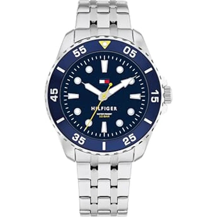 Tommy Hilfiger Quarzuhr KIDS 1720049, Edelstahlarmband, analog, wasserfest bis 10 bar, silberfarben-blau – Bild 1