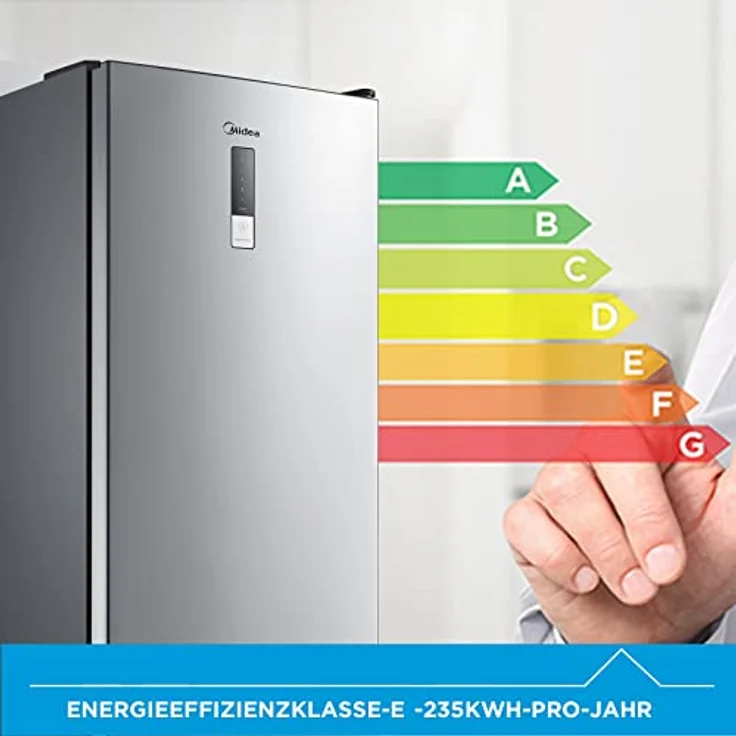 Midea MDRB424FGE02OA Kühl-/Gefrierkombination/188 cm Höhe/NoFrost/Elektronische Steuerung/Super-Kühlfunktion/235 kWh/Jahr/224L Kühlteil/86L Gefrierteil – Bild 5