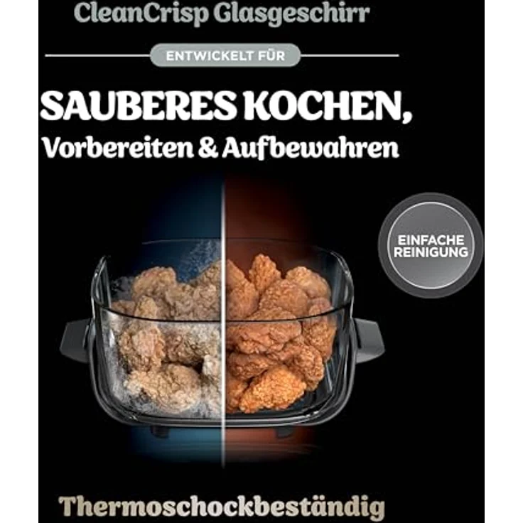 NINJA Fritteuse Crispi FN101EUST, Heißluftfritteuse mit 4 Kochfunktionen, 3,8 L Kapazität, Glasbehälter, hitzebeständig, BPA-frei – Bild 6