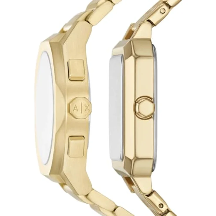 ARMANI EXCHANGE Chronograph AX7171SET, 2-tlg. Set mit Partneruhr, goldfarbene Quarzuhr mit Edelstahlarmband – Bild 3