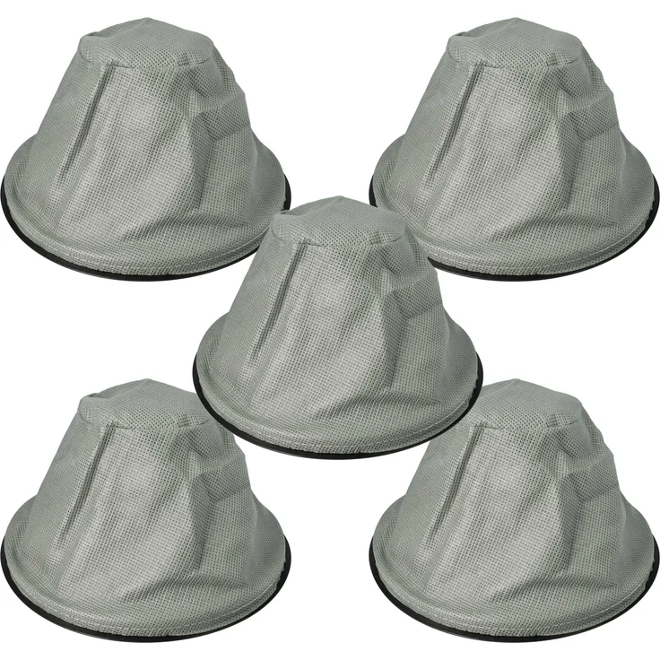 vhbw 5x Sackfilter kompatibel mit Güde GA 18-1200, GA 18-1200.1R Kaminsauger, Aschesauger - Ersatz-Filter, Abwaschbar Schwarz Grau – Bild 1
