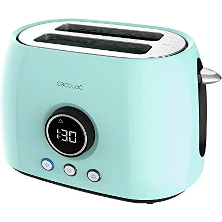 Cecotec Digitale Toaster ClassicToast 8000 Blue Double. 800W, 2 Extra breiten kurzen Schlitzen, 3 Voreingestellte Funktionen – Bild 1