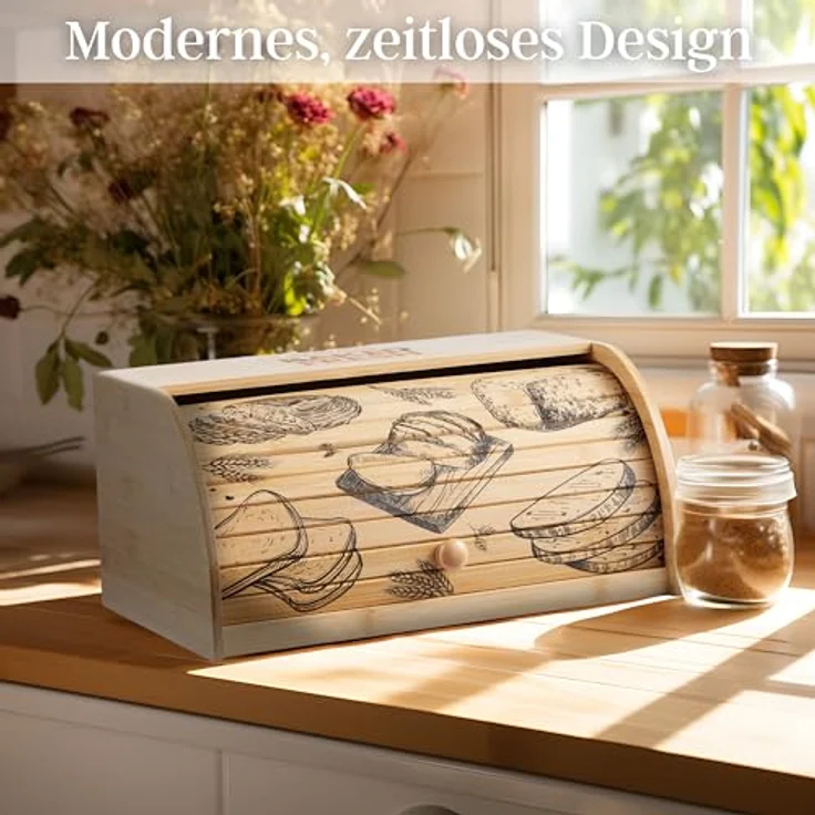 ecosa Brotbox aus nachhaltigem Bambus mit Rolldeckel - Umweltfreundlich, langlebig, mit herausnehmbarer Krümelschublade - ecosa - Brotkasten Vorratsdose für Brot (Braun) – Bild 5