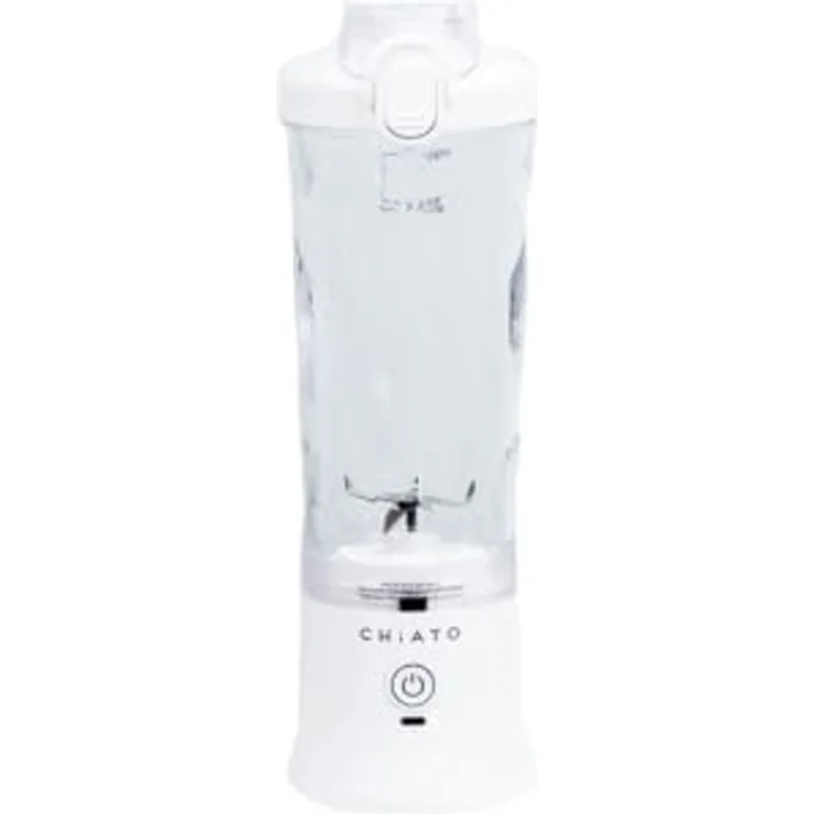 CHiATO BlendPLAY Travel Blender, tragbarer Akku-Smoothie-Maker mit 600 ml Fassungsvermögen, Weiß, USB-C Ladeanschluss, Mix- & Pulse-Modus