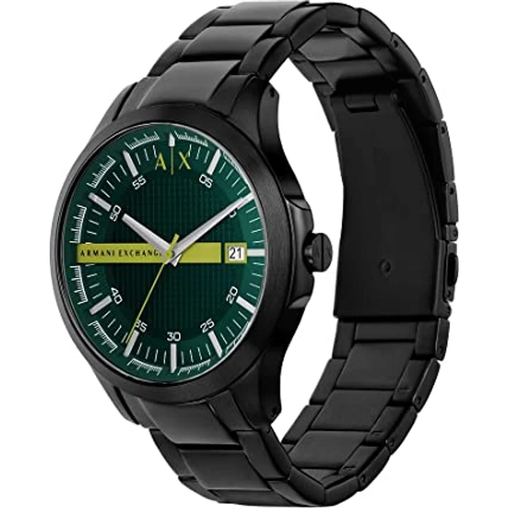 Armani Exchange Herrenuhr 3-Zeiger-Werk Datum Edelstahl schwarz, AX2450 – Bild 4