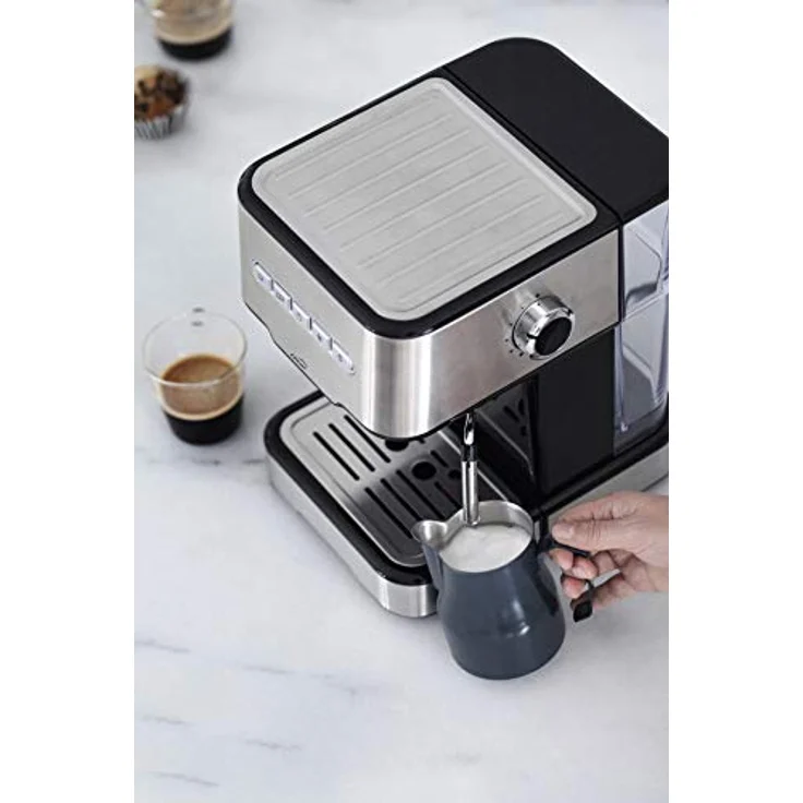 LACOR 69256 Espresso-Kaffeemaschine mit 2 Kaffeeausgängen, Wärme-/Schaumfunktion und Edelstahl-Tassenwärmer, 1450 W, 20 Bar Druck, 1,25 L Wassertank, kompakte Bauweise – Bild 6
