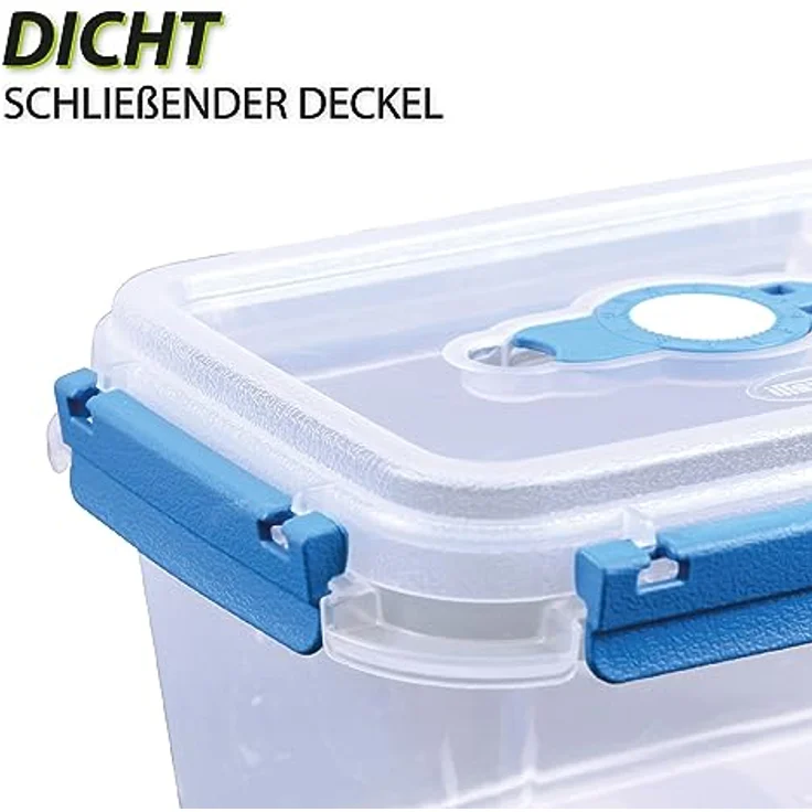 Tontarelli Vorratsdose für Lebensmittel (2000 ml) - Blau - Frischhaltedosen Brotdose, BPA-Frei luftdicht – Bild 4
