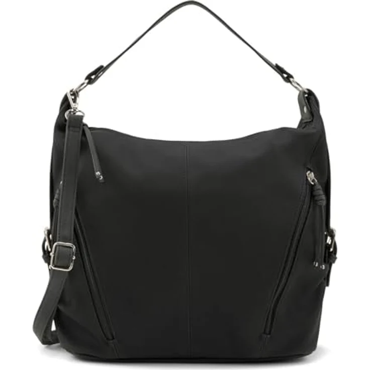 Tom Tailor Caia Schultertasche, geräumige Handtasche mit zwei Reißverschlussfächern, 37 cm, Schwarz – Bild 1