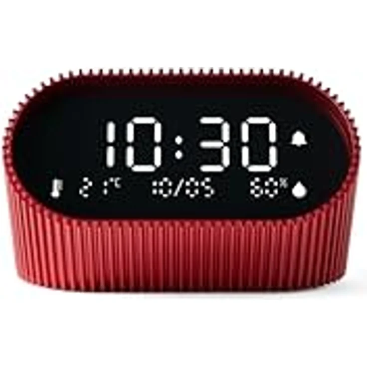 Lexon Ray Clock, LCD-Wecker aus Aluminium und ABS mit Temperatur- und Luftfeuchtigkeitsanzeige, Infrarot-Bewegungssensor, personalisierbaren Klängen, schwarz – Bild 2