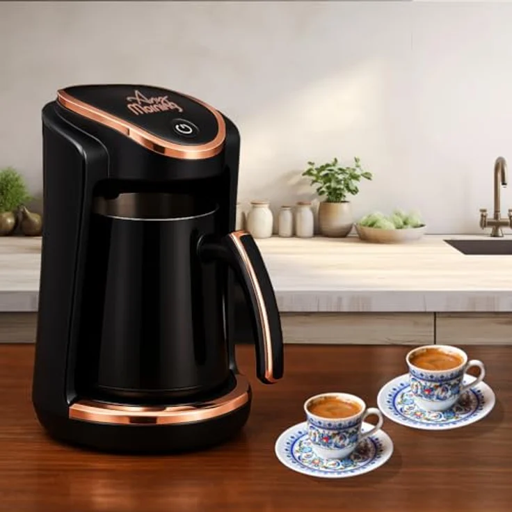 ANY MORNING French Press Kanne Türkische Kaffeemaschine, Edelstahl, 4 Tassen Kapazität, Sicherheitsfunktionen, 400W – Bild 8