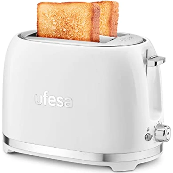 Ufesa Toaster 2 Scheiben Weiß Retro Classic Pinup, Vintage-Design, 850 W, 2 extrabreiten Schlitzen Sandwichtoaster, für alle Arten von Brot, 7 Bräunungsgrade, Kabelsammler, Krümeltablett – Bild 1