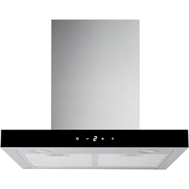 Dunstabzugshaube Blockhaube 60 cm Edelstahl Schwarz Glas Touch Control Respekta – Bild 1